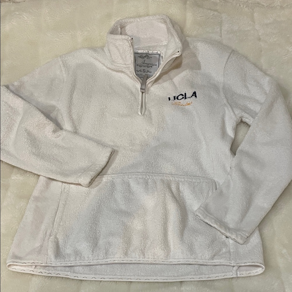 J. America White UCLA Fleece Quarter-Zip